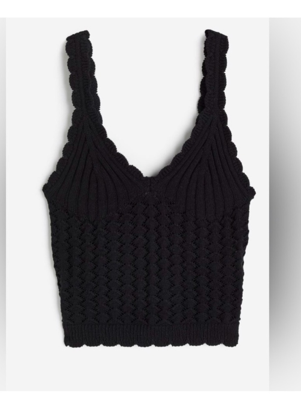 Black knit crochet tank top